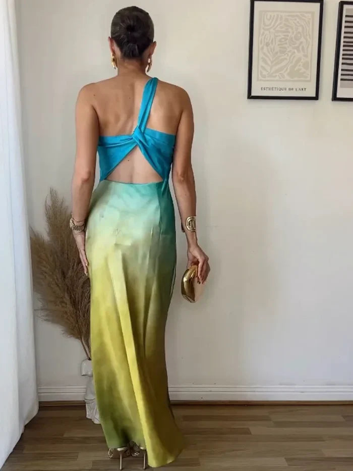 Dyella – Atemberaubendes Ombre-Maxikleid mit One-Shoulder-Träger