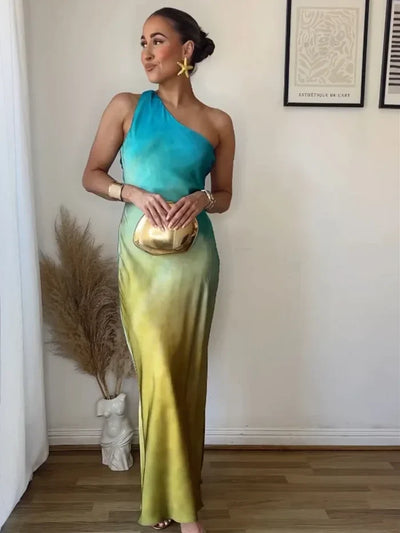 Dyella – Atemberaubendes Ombre-Maxikleid mit One-Shoulder-Träger