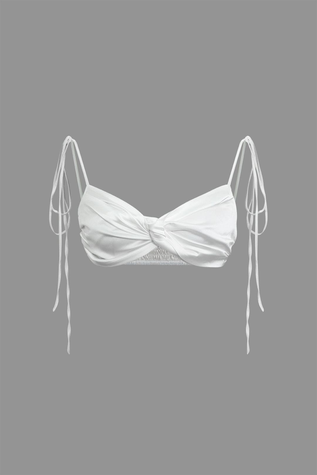 Elizabeth | Ein Stück Satin-Top mit verstellbaren Schnürträgern & Knotendetail