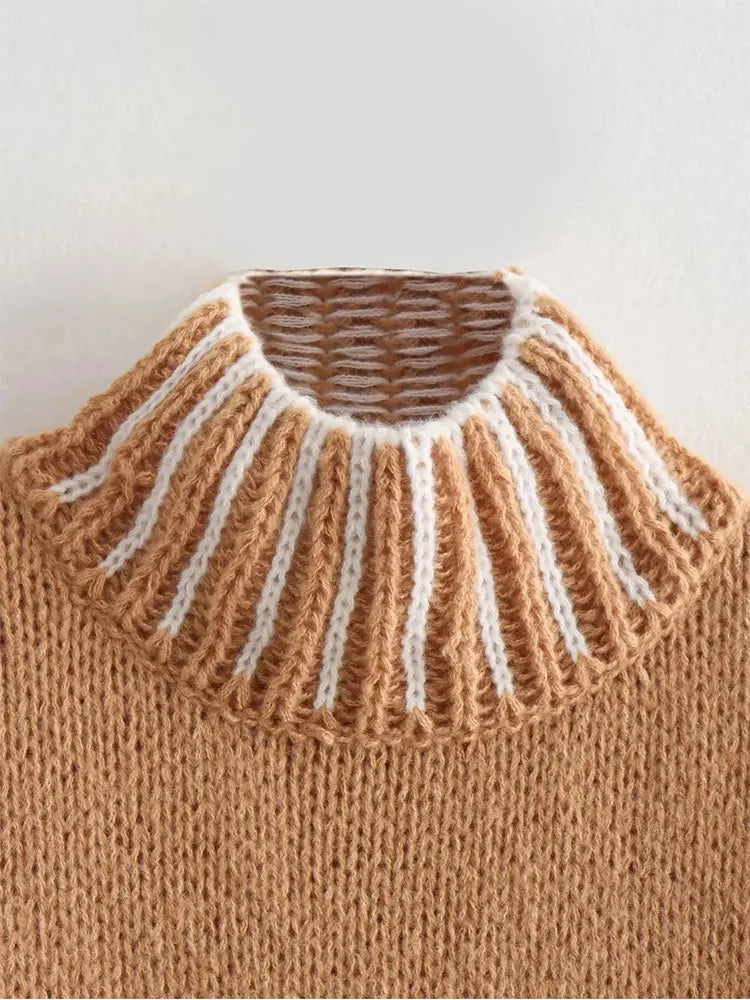 Avelena | Vintage-Pullover mit Hohem Kragen