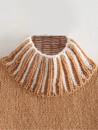 Avelena | Vintage-Pullover mit Hohem Kragen