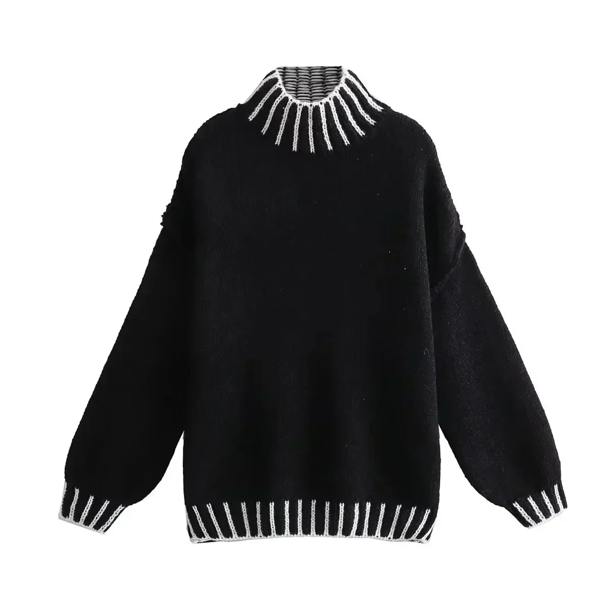 Avelena | Vintage-Pullover mit Hohem Kragen