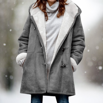 Avelena | Fleece Wildlederjacke mit Halblanger Kapuze