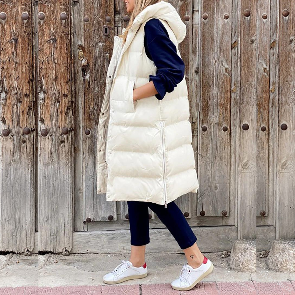 Avelena | Lange Modische Jacke mit Kapuze