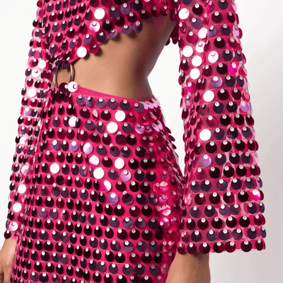 Beatrice | Ausgestellter Ärmel Glitzerndes Pailletten-Minikleid mit Cut-Out-Detail