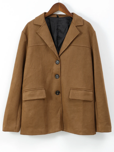 Avelena | Damen Vintage Jacke aus Braunem Wildleder und Baumwolle