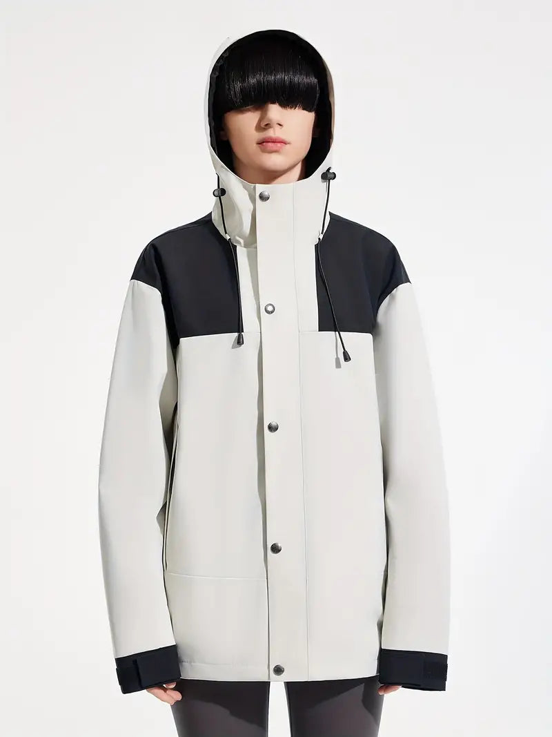 Avelena | Plus Size Frauen Farbblock Lässig Winddicht Wasserdicht Jacke