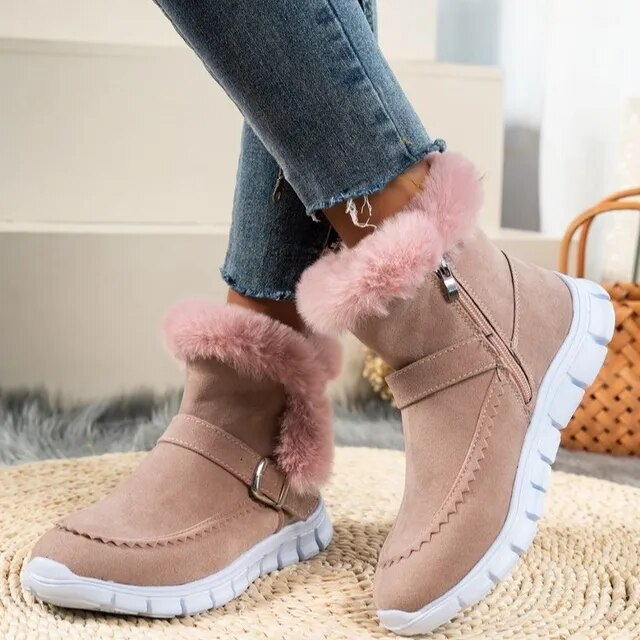 Avelena | Neue Lässige Kurze Plüschstiefeletten aus Wildleder