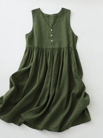Langes Sommerkleid mit V-Ausschnitt | Baumwolle | Bequem & Stilvoll