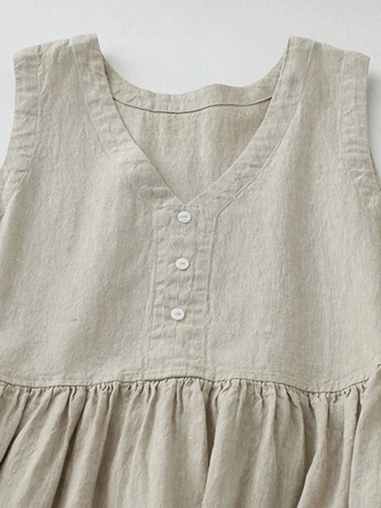 Langes Sommerkleid mit V-Ausschnitt | Baumwolle | Bequem & Stilvoll