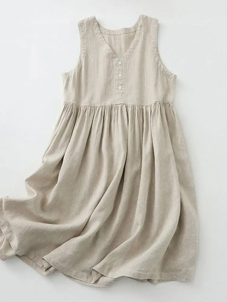 Langes Sommerkleid mit V-Ausschnitt | Baumwolle | Bequem & Stilvoll