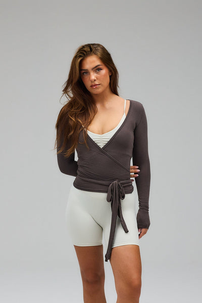 Wrap Bluse - Grau
