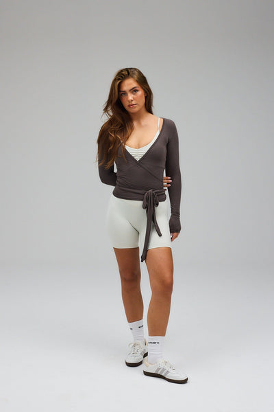 Wrap Bluse - Grau