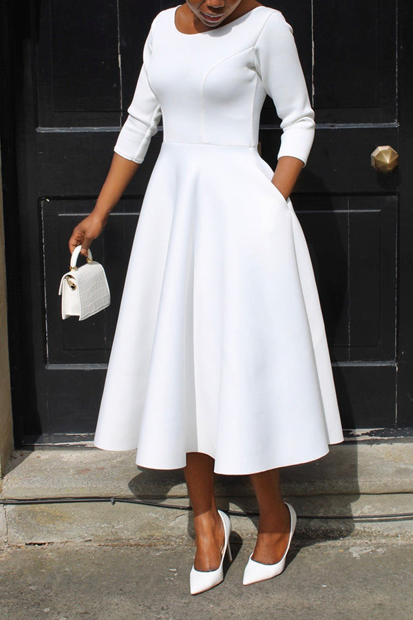 Madanela - Elegantes Swing-Kleid mit 3/4-Ärmeln für Damen für besondere Anlässe
