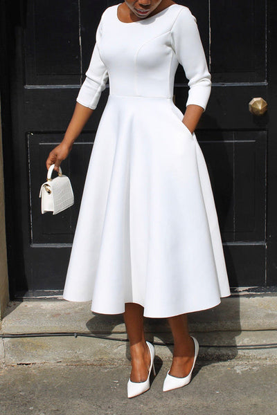 Madanela - Elegantes Swing-Kleid mit 3/4-Ärmeln für Damen für besondere Anlässe