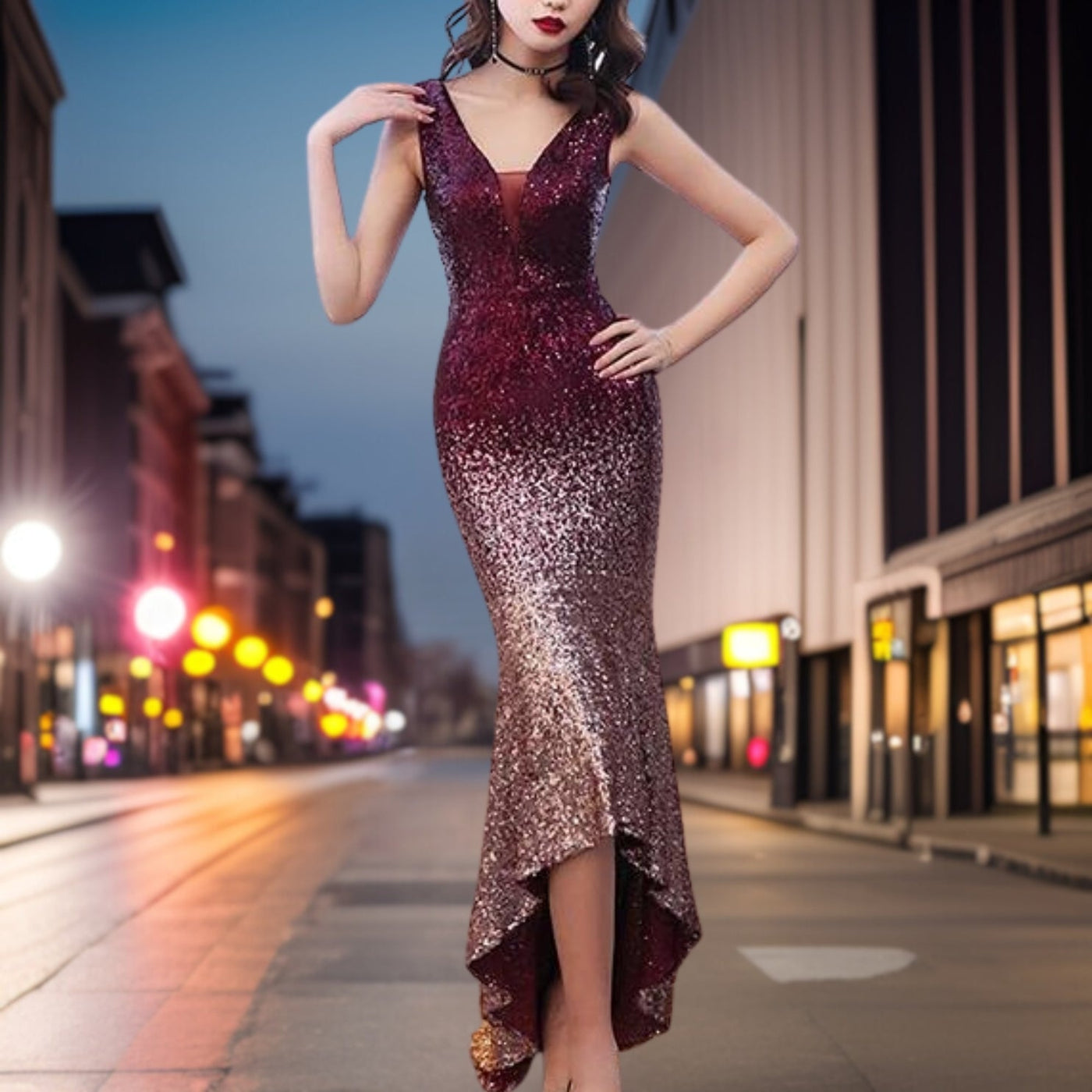Avelena | Hochwertiger Stoff Slim Fit Kleid