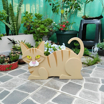 Gelbe Katzen-Blumentopf