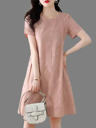 Knielanges Baumwollkleid | Strukturierter Stoff | Eleganter Casual-Stil
