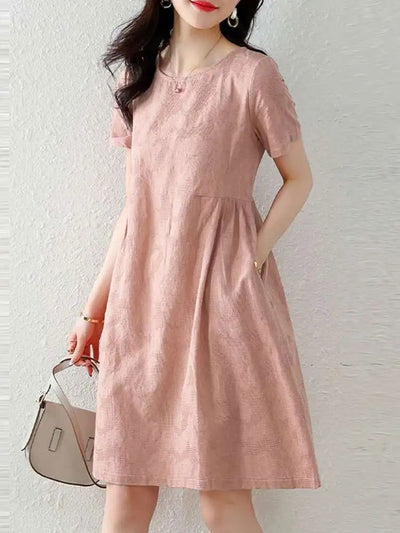 Knielanges Baumwollkleid | Strukturierter Stoff | Eleganter Casual-Stil