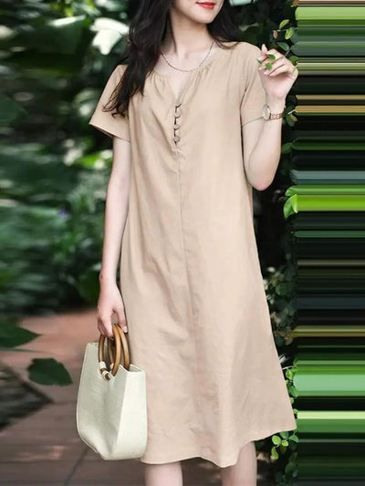 Sommerliches Baumwollkleid | Kurze Ärmel | Leichter Casual-Stil