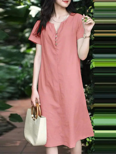 Sommerliches Baumwollkleid | Kurze Ärmel | Leichter Casual-Stil
