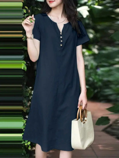 Sommerliches Baumwollkleid | Kurze Ärmel | Leichter Casual-Stil