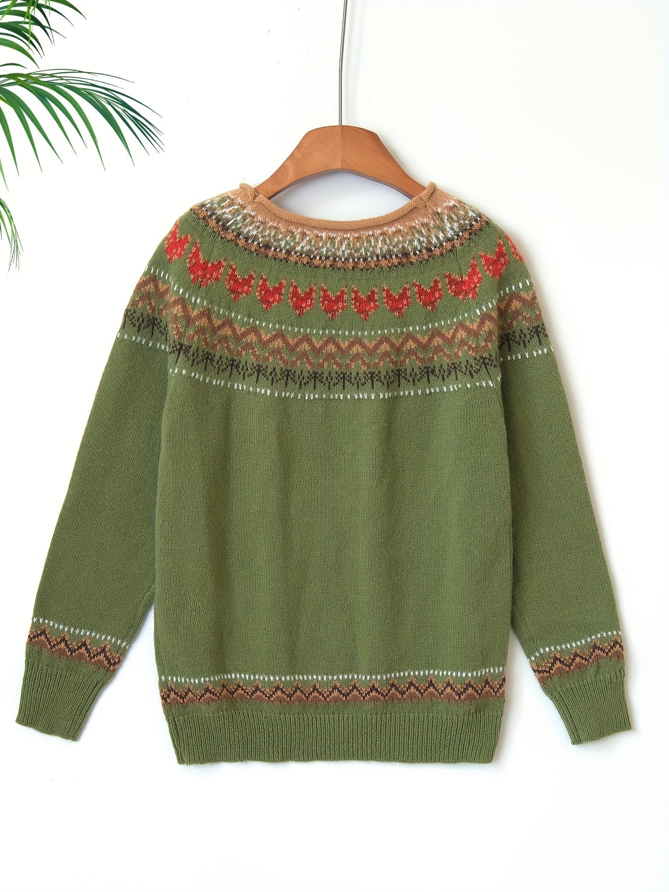 Norweger Grobstrickpullover Damen | Strickmuster Mit Langem Ärmel