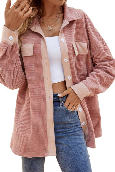 Oversized Hemdjacke aus Waffelcord | Lässiger Stil | Vielseitiger Komfort