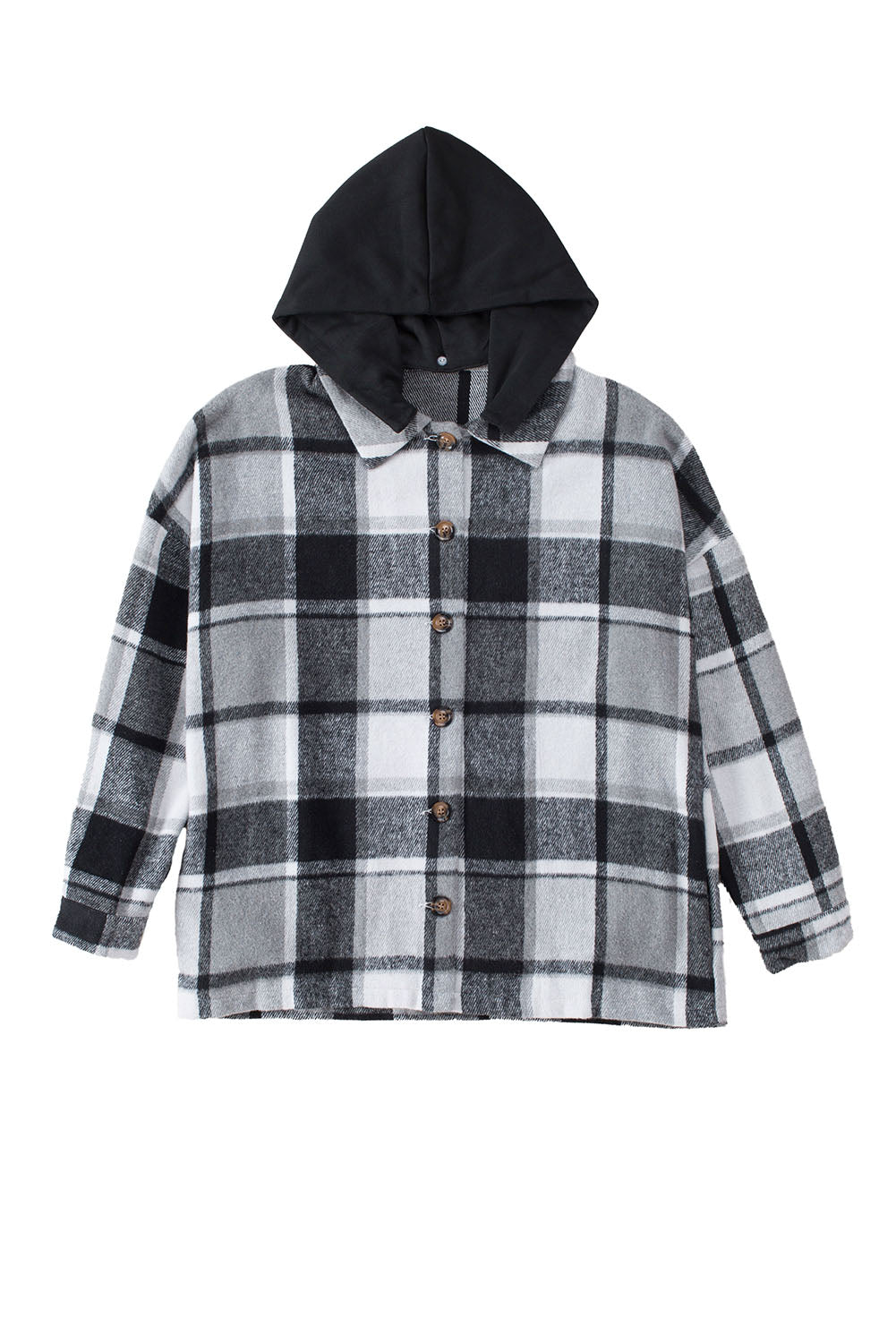 Kariertes Oversized-Hemdjacke | Kapuze & Knopfleiste | Lässiger Komfort