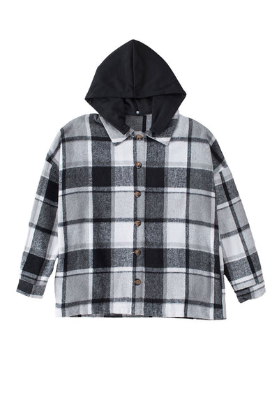 Kariertes Oversized-Hemdjacke | Kapuze & Knopfleiste | Lässiger Komfort