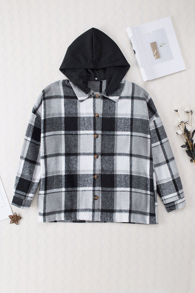 Kariertes Oversized-Hemdjacke | Kapuze & Knopfleiste | Lässiger Komfort