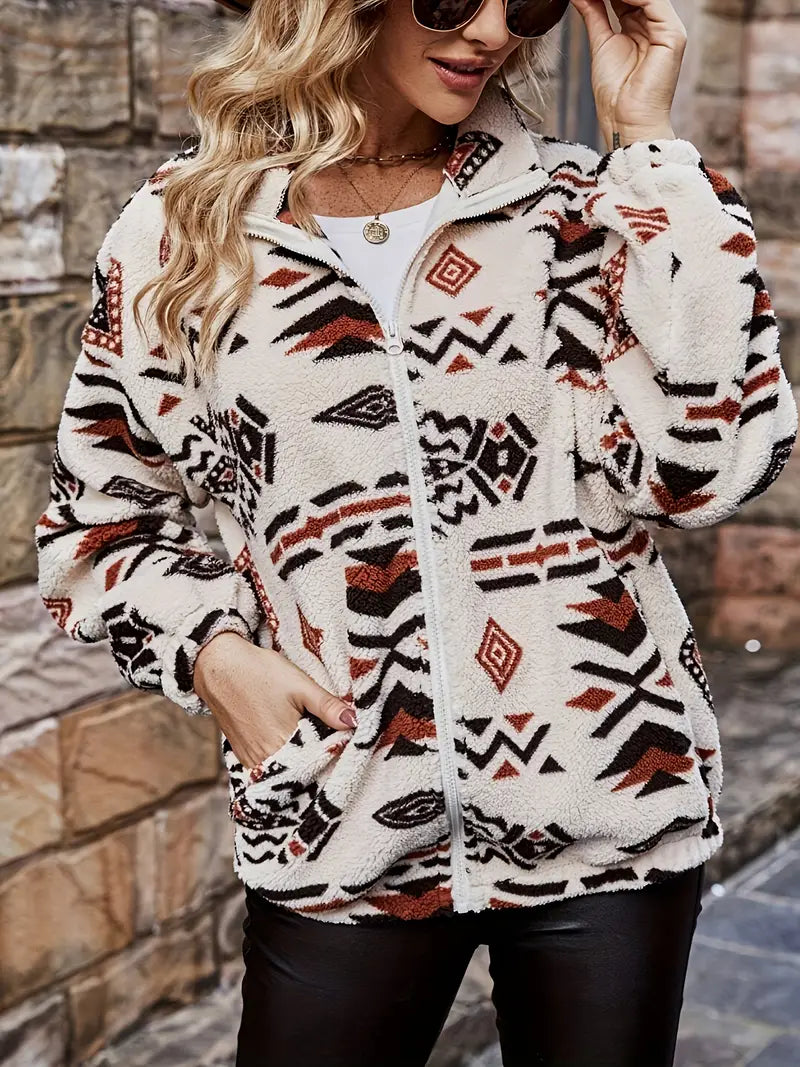Avelena | Elegante Jacke mit Geometrischem Muster