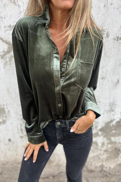 Samtbluse | Klassischer Schnitt & Luxuriöse Optik | Eleganz & Komfort