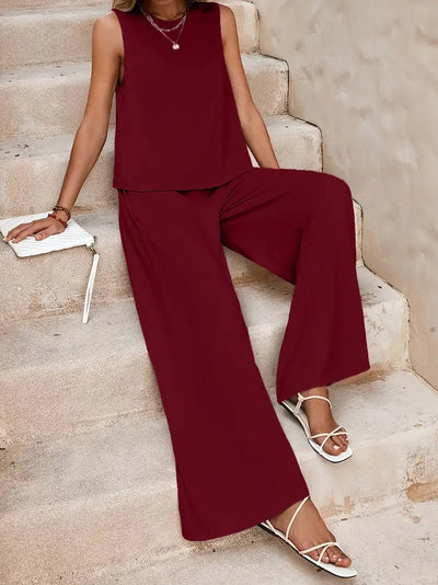 Faylisse – Elegantes ärmelloses Lounge-Set mit weitem Bein