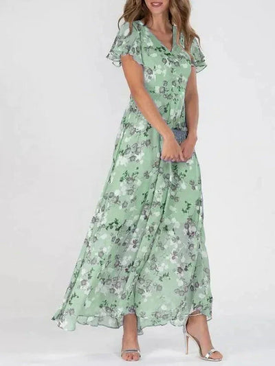 Junmie – Elegantes Chiffon-Maxikleid mit Blumenmuster
