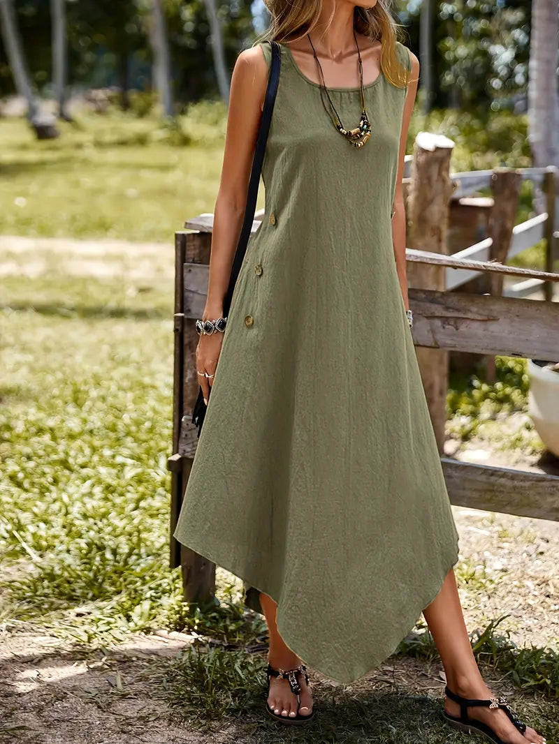 Joia – Boho-Chic-Kleid mit ärmellosem Taschentuchsaum