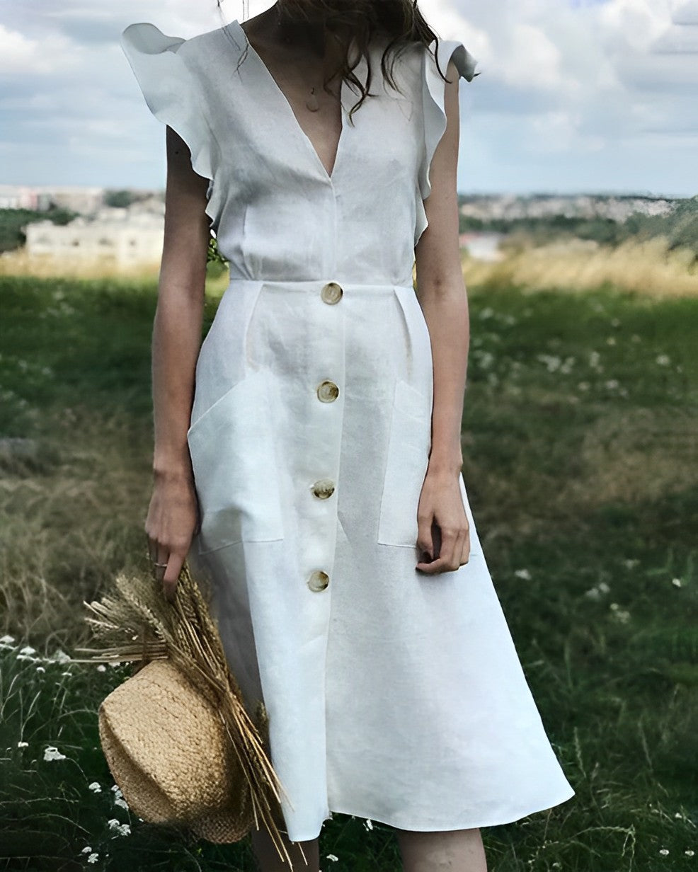 Avelena | Vintage Kleid mit Rüschenärmeln