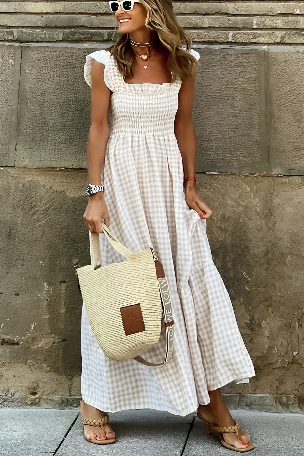 Dorina – Stilvolles Baumwoll-Gingham-Kleid