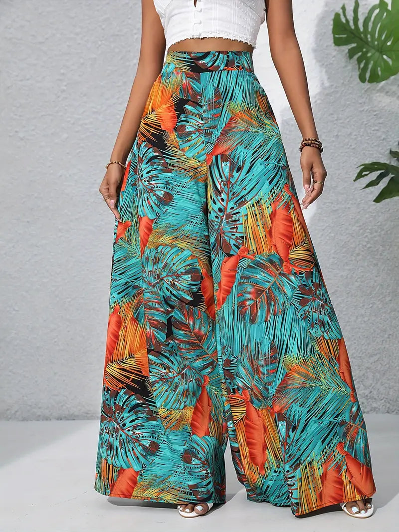 Mariah – Hochwertige Hose mit weitem Bein und tropischem Print