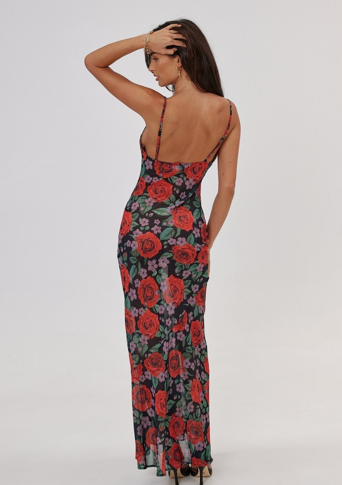 Avelena | Floral Bedrucktes Maxi-Slipkleid