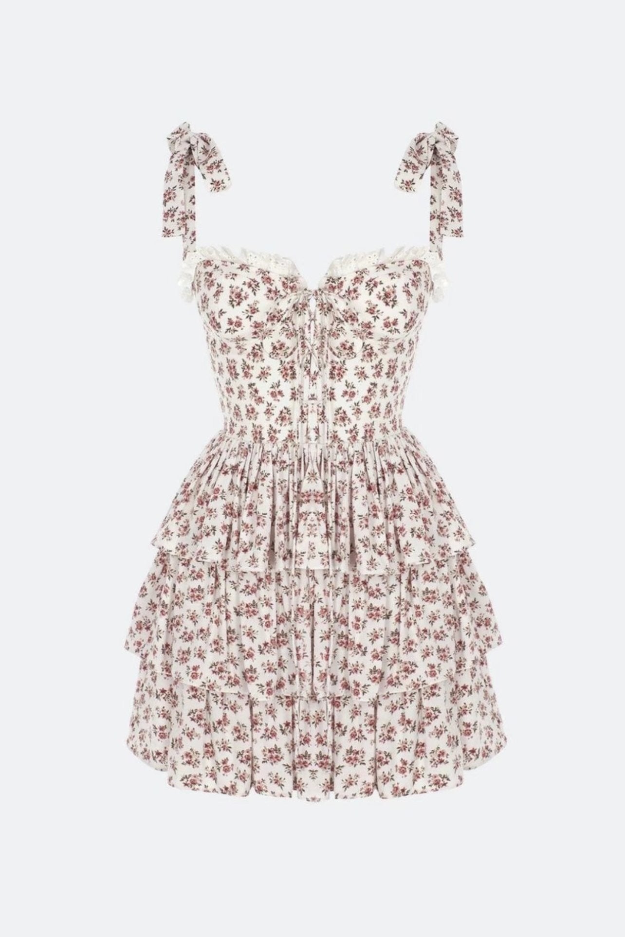 Avelena | Gestuftes Minikleid mit Fliege