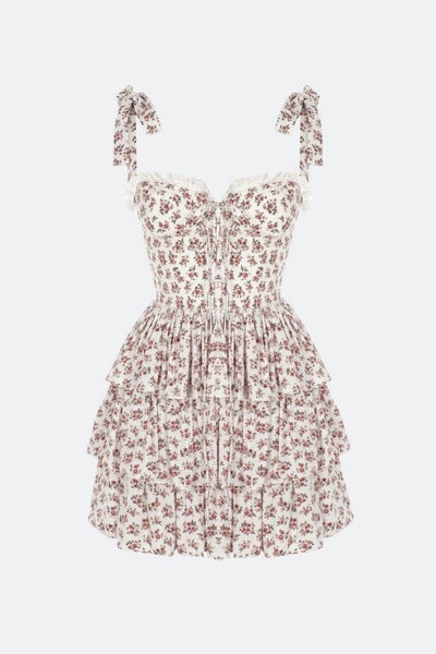 Avelena | Gestuftes Minikleid mit Fliege