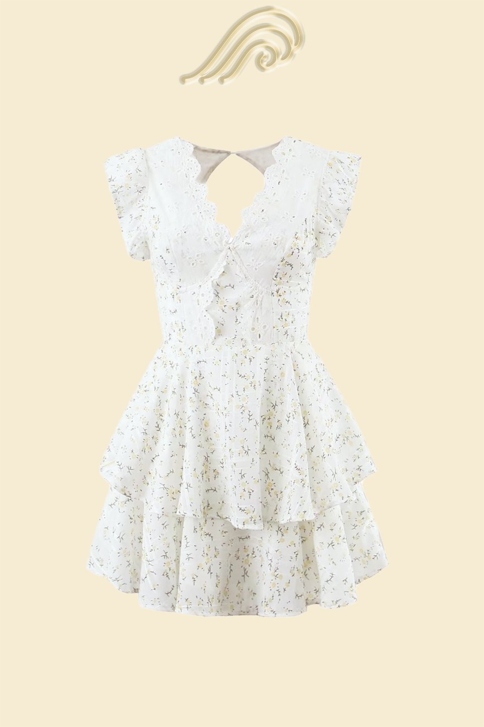Avelena | Gestuftes Minikleid mit Spitze