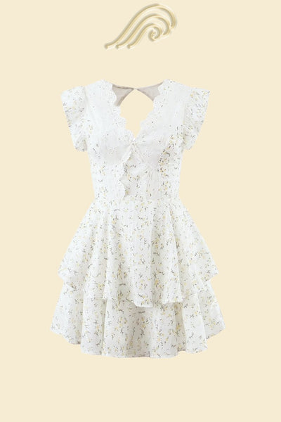 Avelena | Gestuftes Minikleid mit Spitze