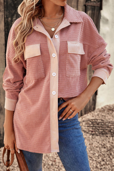 Oversized Hemdjacke aus Waffelcord | Lässiger Stil | Vielseitiger Komfort