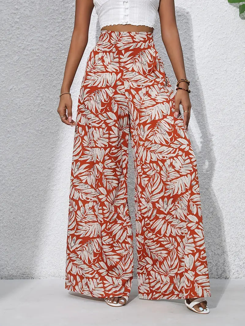 Mariah – Hochwertige Hose mit weitem Bein und tropischem Print