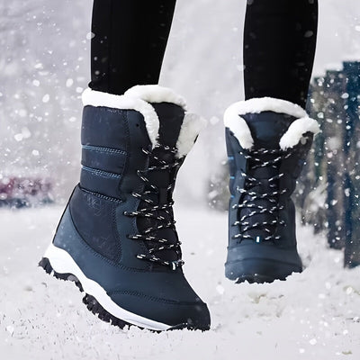Winterschuhe Damen Stiefel | Mit Schnürung und Runder Kappe