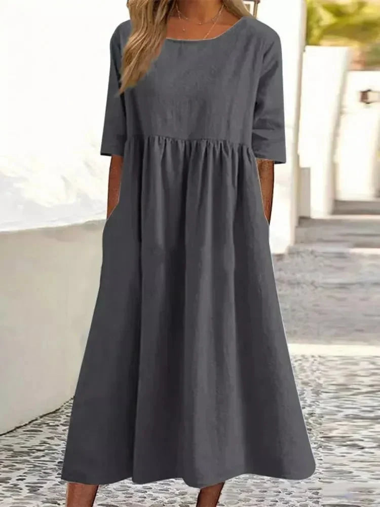 Chiora – Hochwertiges Baumwoll-Leinen-Kleid