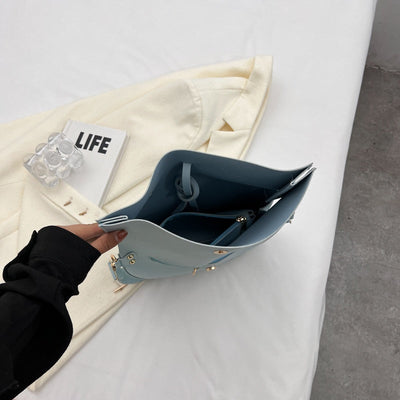 Vintage Damen Schultertasche – Vegan Leder mit Pouch & Canvas Gurt