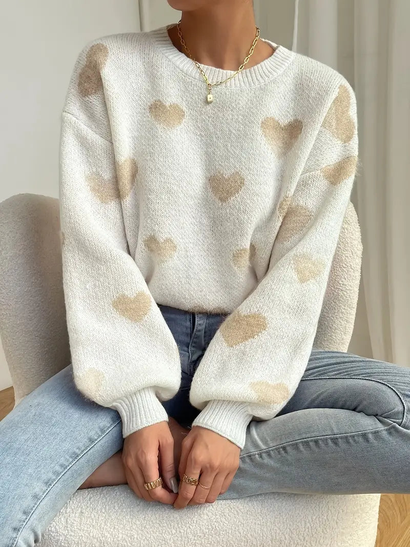 Avelena | Charmanter Pullover mit Herzmuster und Schultern